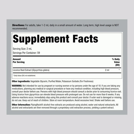 PIPING ROCK - Piping Rock Licorice Root Extract Tincture 4 Fl.Oz. - The Red Vitamin MX - Suplementos Alimenticios - {{ shop.shopifyCountryName }}