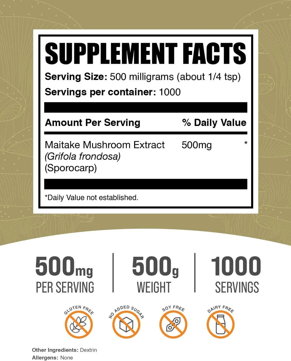 BULK SUPPLEMENTS - Bulk Supplements Maitake Mushroom Extract Powder 500Gr. - The Red Vitamin MX - Suplementos Alimenticios - {{ shop.shopifyCountryName }}