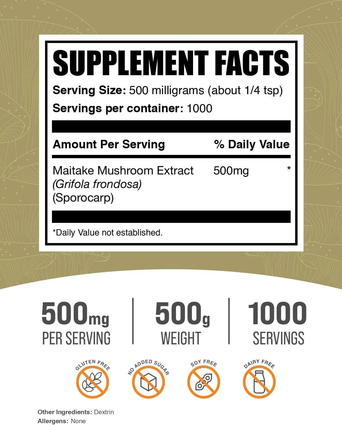 BULK SUPPLEMENTS - Bulk Supplements Maitake Mushroom Extract Powder 500Gr. - The Red Vitamin MX - Suplementos Alimenticios - {{ shop.shopifyCountryName }}