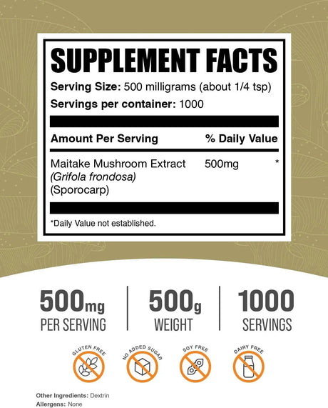 BULK SUPPLEMENTS - Bulk Supplements Maitake Mushroom Extract Powder 500Gr. - The Red Vitamin MX - Suplementos Alimenticios - {{ shop.shopifyCountryName }}