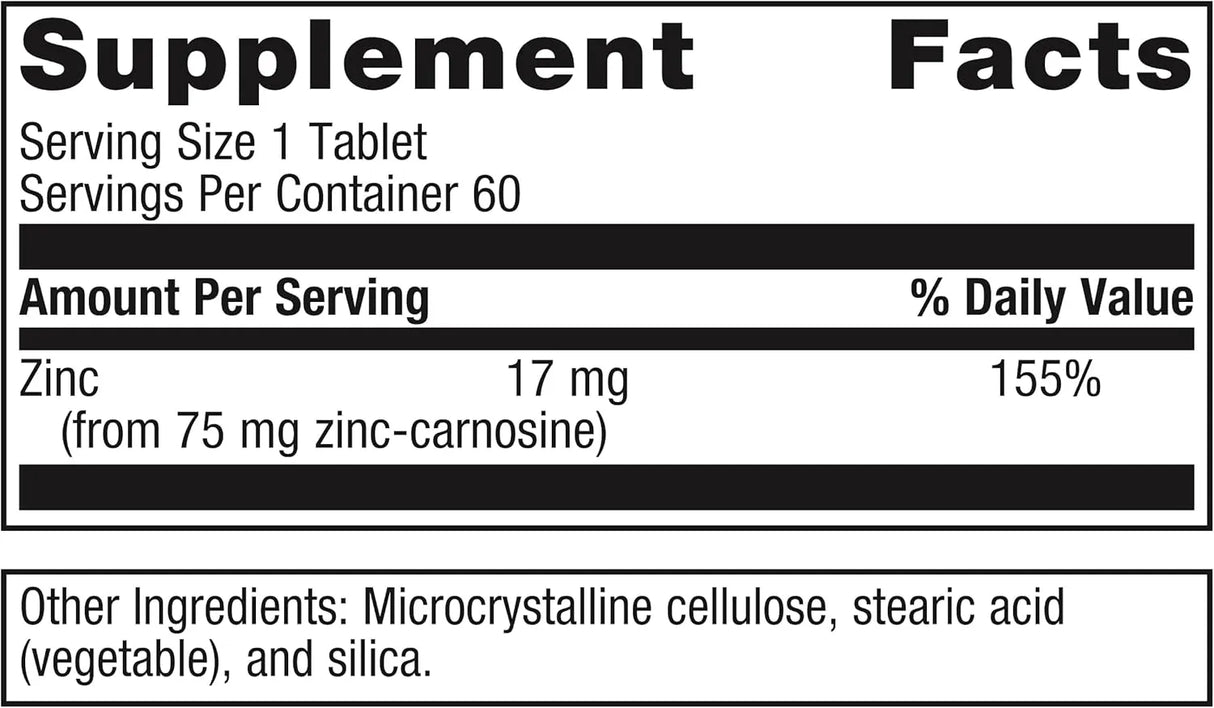 METAGENICS - Metagenics Zinc Carnosine Complex 60 Tabletas - The Red Vitamin MX - Suplementos Alimenticios - {{ shop.shopifyCountryName }}