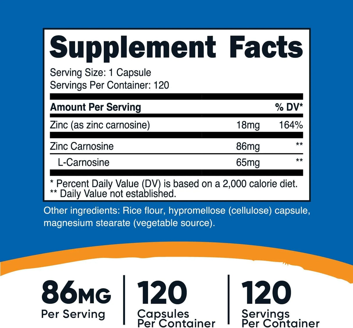NUTRICOST - Nutricost Zinc Carnosine 86Mg. 120 Capsulas - The Red Vitamin MX - Suplementos Alimenticios - {{ shop.shopifyCountryName }}
