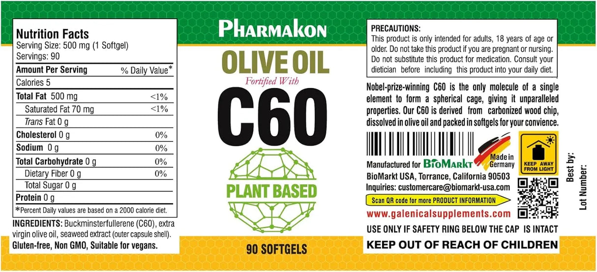 PHARMAKON - PHARMAKON C60 Enriched Olive Oil 90 Capsulas Blandas - The Red Vitamin MX - Suplementos Alimenticios - {{ shop.shopifyCountryName }}