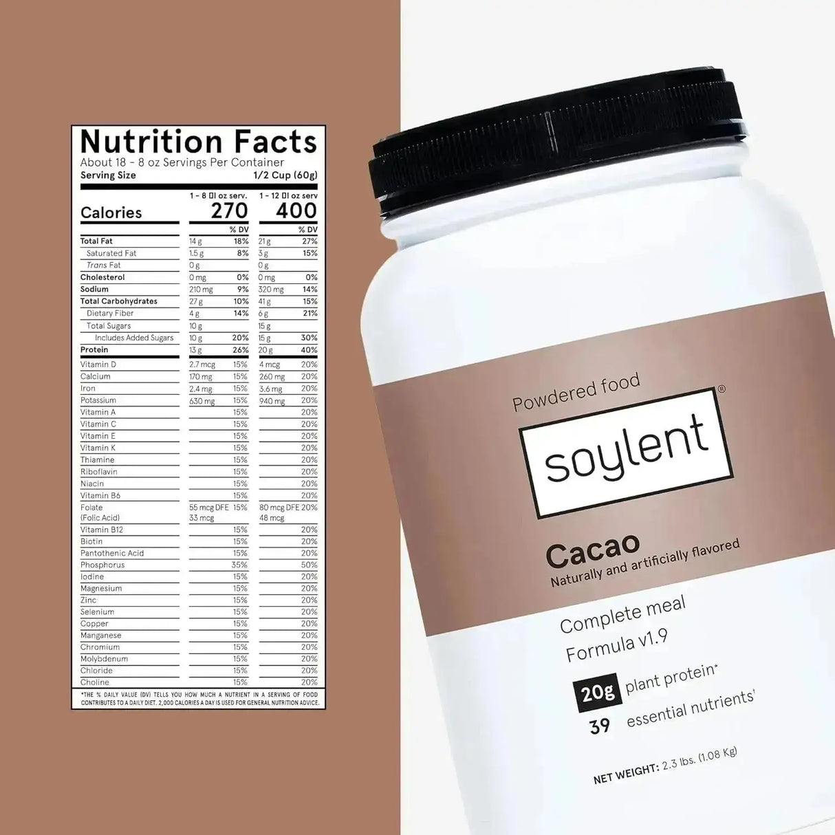 SOYLENT - Soylent Complete Nutrition Meal Replacement Protein Powder Cacao 1.08 Kg. - The Red Vitamin MX - Suplementos Alimenticios - {{ shop.shopifyCountryName }}