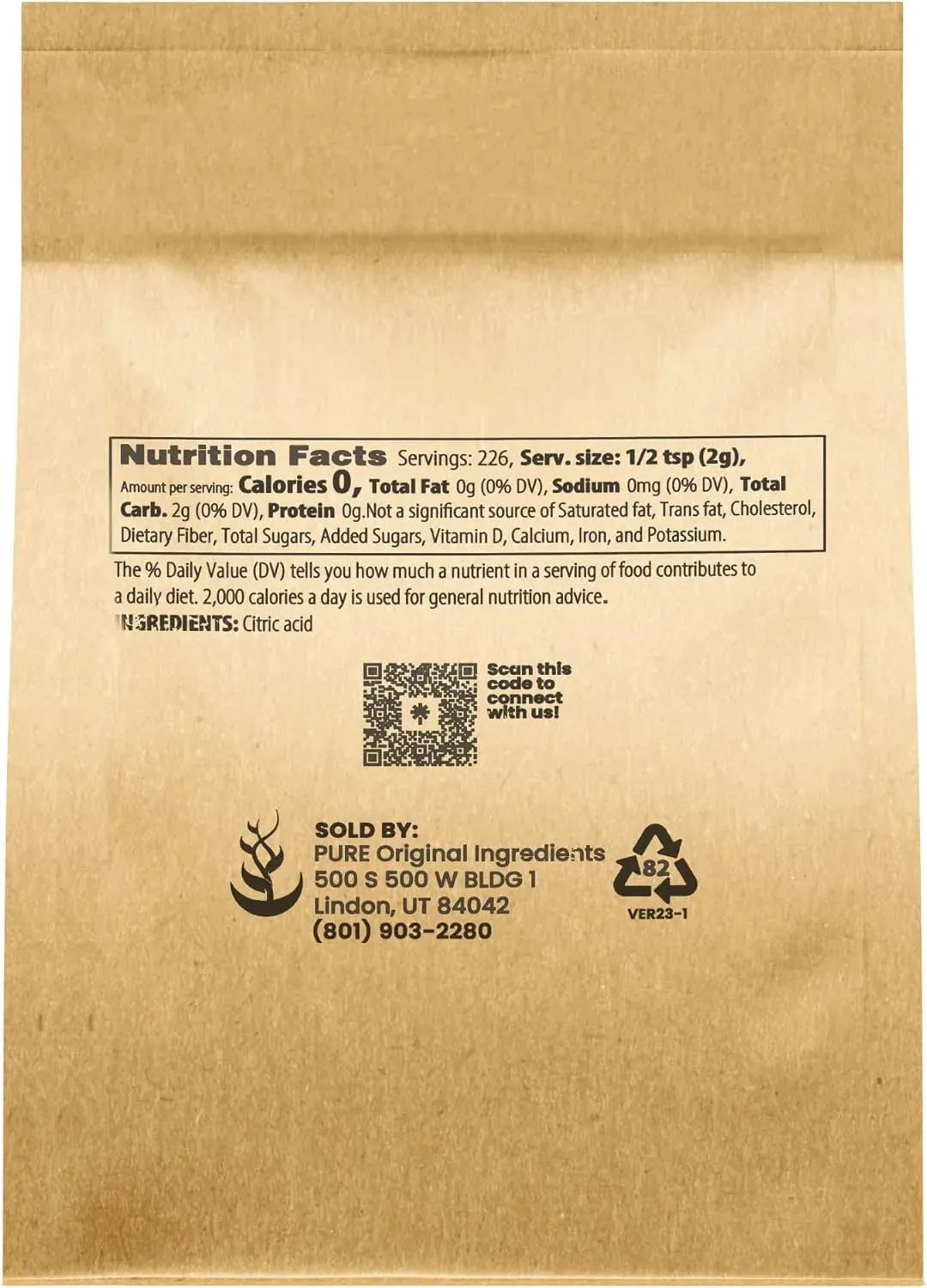 PURE ORIGINAL INGREDIENTS - Pure Original Ingredients Citric Acid 453Gr. - The Red Vitamin MX - Suplementos Alimenticios - {{ shop.shopifyCountryName }}