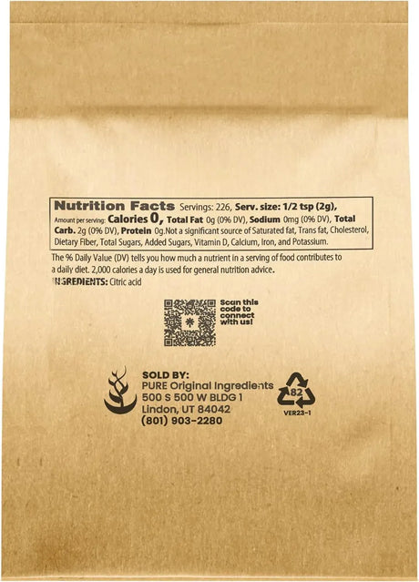 PURE ORIGINAL INGREDIENTS - Pure Original Ingredients Citric Acid 453Gr. - The Red Vitamin MX - Suplementos Alimenticios - {{ shop.shopifyCountryName }}