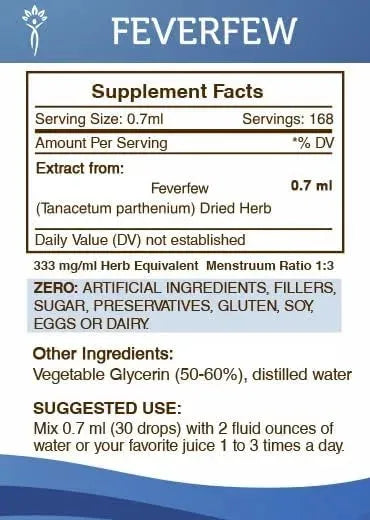 SECRETS OF THE TRIBE - Secrets of the Tribe Feverfew Liquid Extract 4 Fl.Oz. - The Red Vitamin MX - Suplementos Alimenticios - {{ shop.shopifyCountryName }}