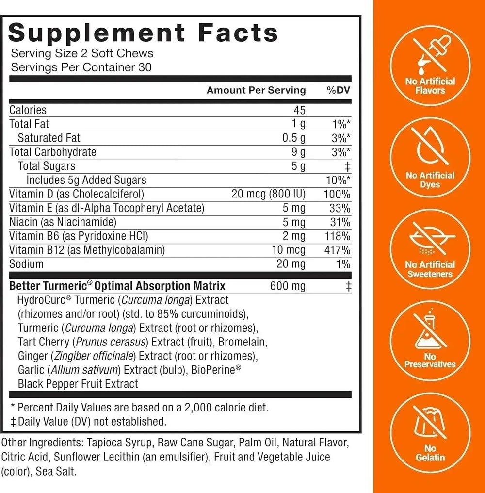 FORCE FACTOR - Force Factor Better Turmeric 400Mg. 60 Masticables 2 Pack - The Red Vitamin MX - Suplementos Alimenticios - {{ shop.shopifyCountryName }}