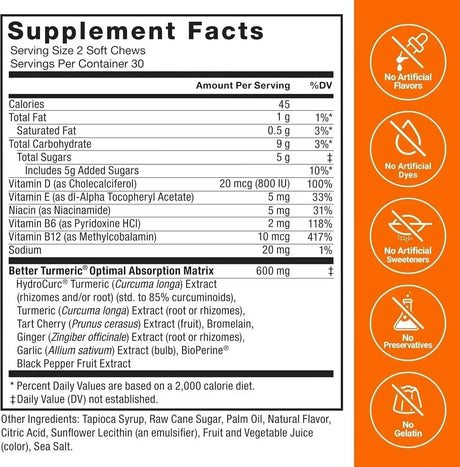 FORCE FACTOR - Force Factor Better Turmeric 400Mg. 60 Masticables 2 Pack - The Red Vitamin MX - Suplementos Alimenticios - {{ shop.shopifyCountryName }}