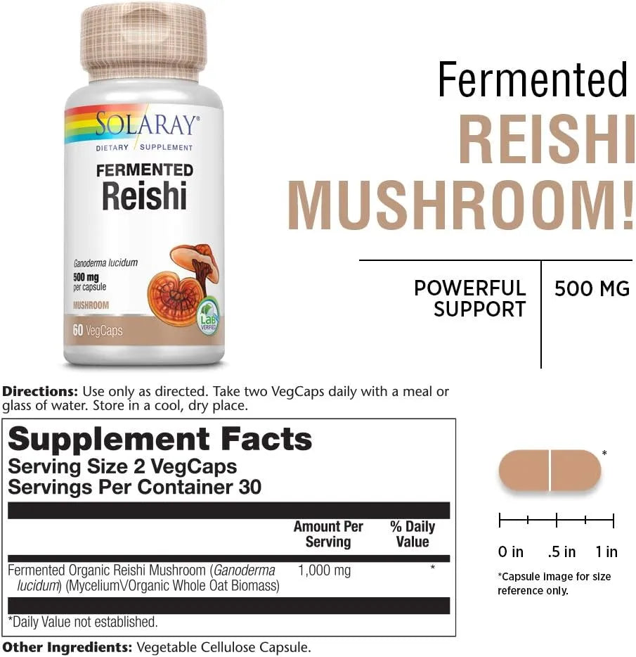 SOLARAY - SOLARAY Fermented Reishi Mushroom 500Mg. 60 Capsulas - The Red Vitamin MX - Suplementos Alimenticios - {{ shop.shopifyCountryName }}