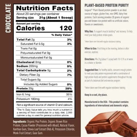 ISOPURE - Isopure Plant-Based Protein Powder 20g 20 Servicios Chocolate 621Gr. - The Red Vitamin MX - Suplementos Alimenticios - {{ shop.shopifyCountryName }}