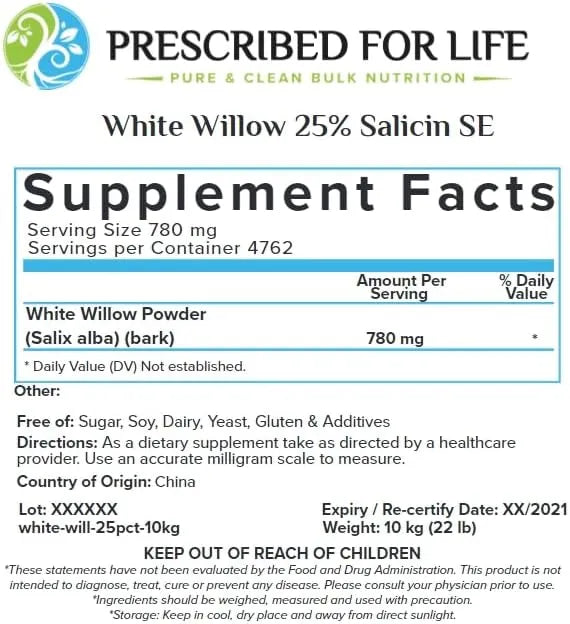 PRESCRIBED FOR LIFE - Prescribed For Life White Willow Powder 56Gr. - The Red Vitamin MX - Suplementos Alimenticios - {{ shop.shopifyCountryName }}