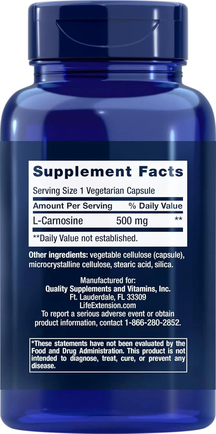 LIFE EXTENSION - Life Extension Carnosine 500Mg. 60 Capsulas - The Red Vitamin MX - Suplementos Alimenticios - {{ shop.shopifyCountryName }}