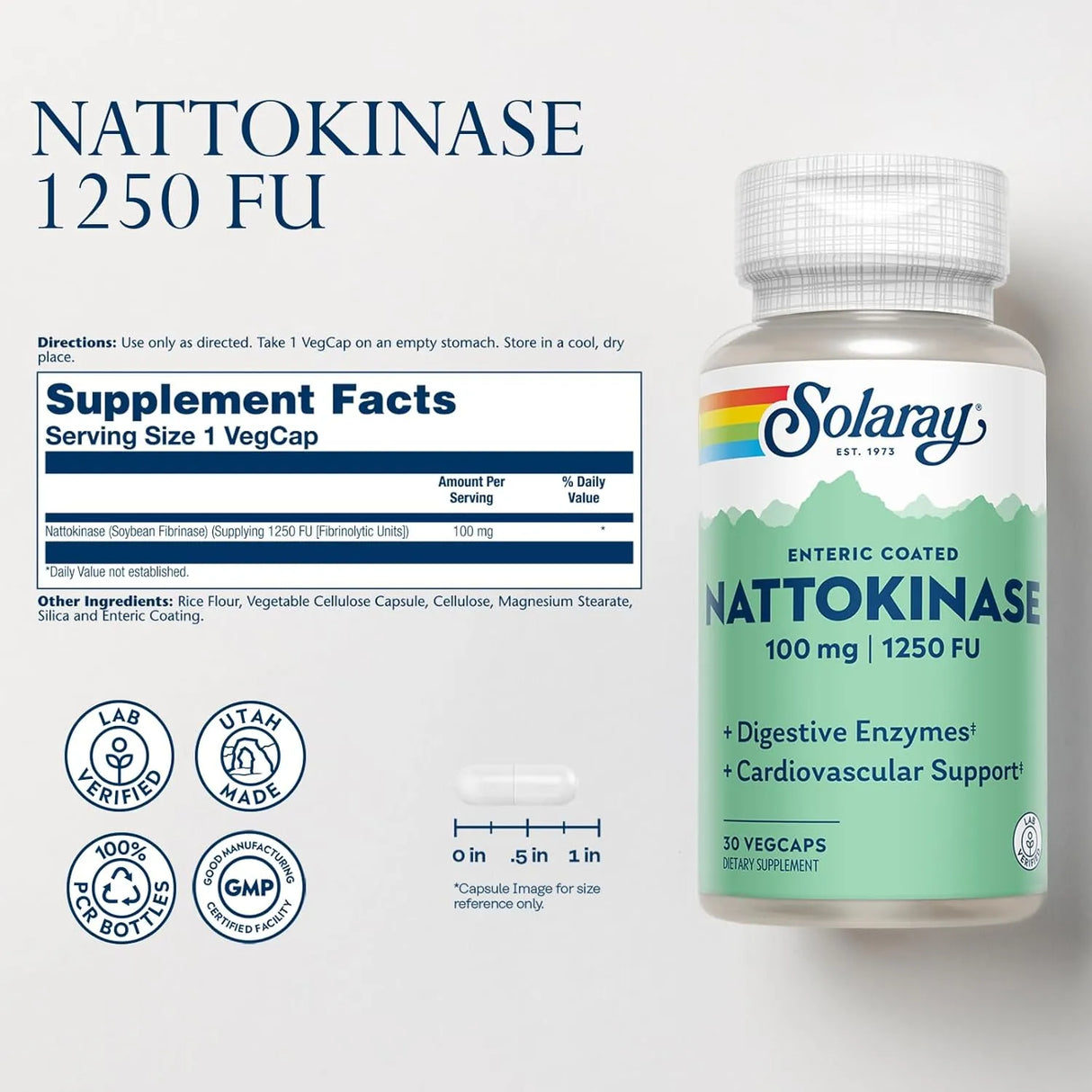 SOLARAY - Solaray Nattokinase 1,250 FU 30 Capsulas - The Red Vitamin MX - Suplementos Alimenticios - {{ shop.shopifyCountryName }}