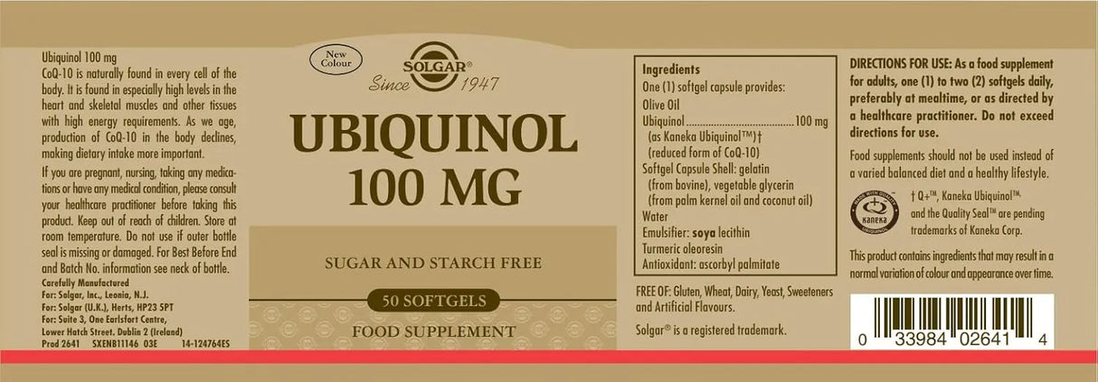 SOLGAR - Solgar Ubiquinol 100Mg. 50 Capsulas Blandas - The Red Vitamin MX - Suplementos Alimenticios - {{ shop.shopifyCountryName }}