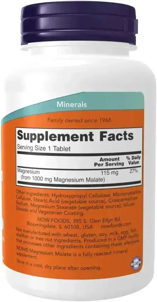 NOW SUPPLEMENTS - NOW Supplements Magnesium Malate 1000Mg. 180 Tabletas 2 Pack - The Red Vitamin MX - Suplementos Alimenticios - {{ shop.shopifyCountryName }}