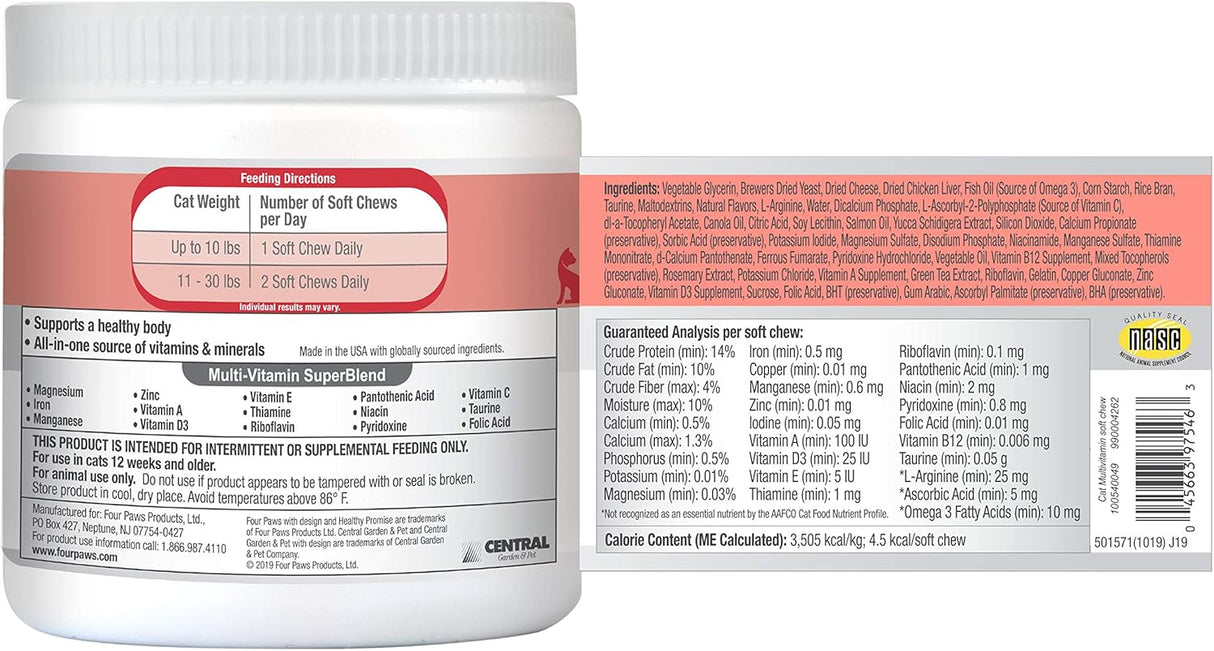 Four Paws Healthy Promise Cat Multivitamin Soft Chews 120 Masticables