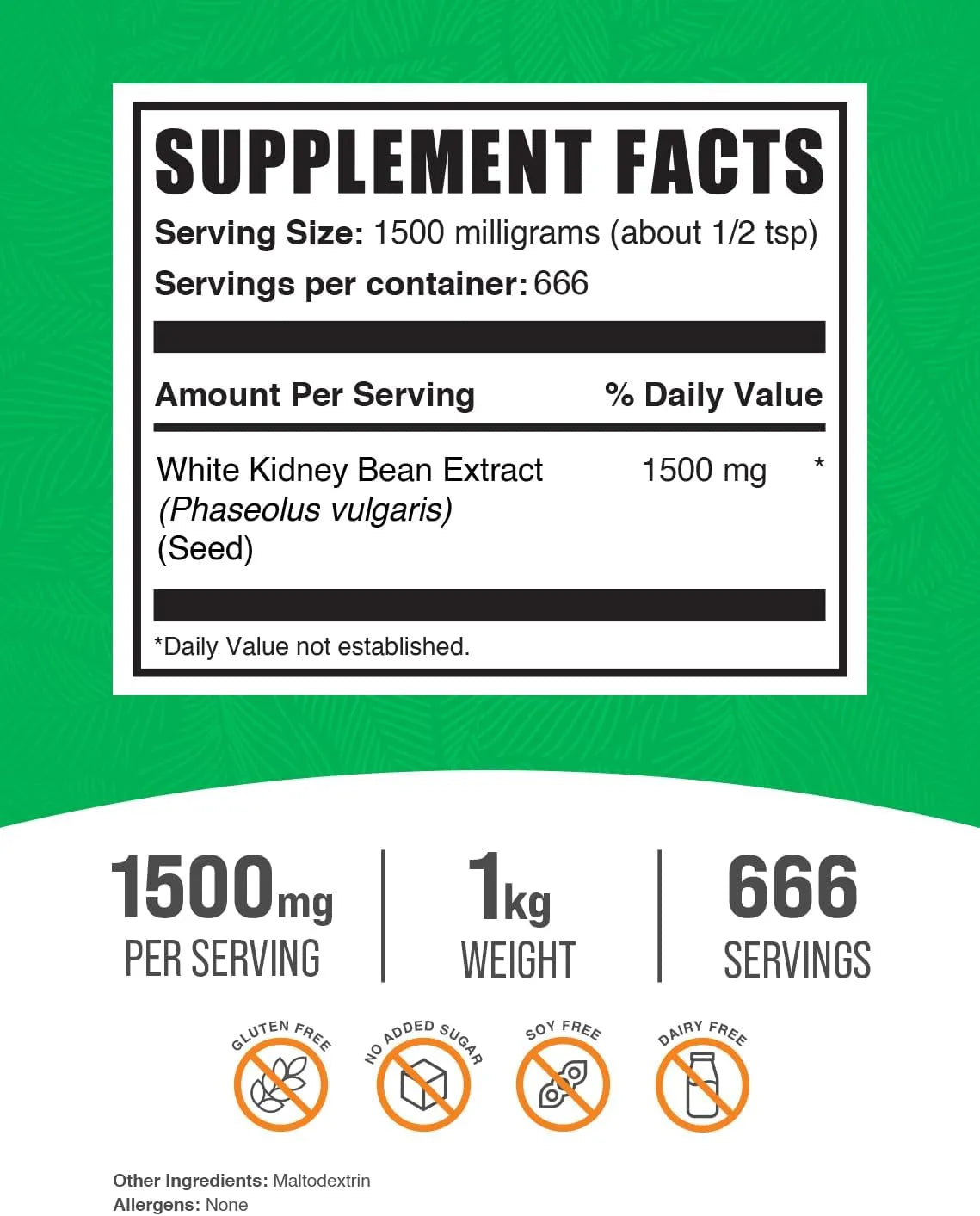 BULK SUPPLEMENTS - Bulk Supplements White Kidney Bean Extract Powder 1 Kg. - The Red Vitamin MX - Suplementos Alimenticios - {{ shop.shopifyCountryName }}
