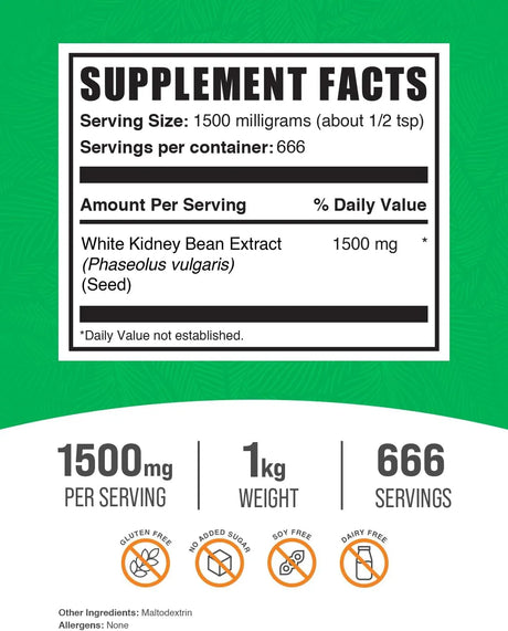 BULK SUPPLEMENTS - Bulk Supplements White Kidney Bean Extract Powder 1 Kg. - The Red Vitamin MX - Suplementos Alimenticios - {{ shop.shopifyCountryName }}