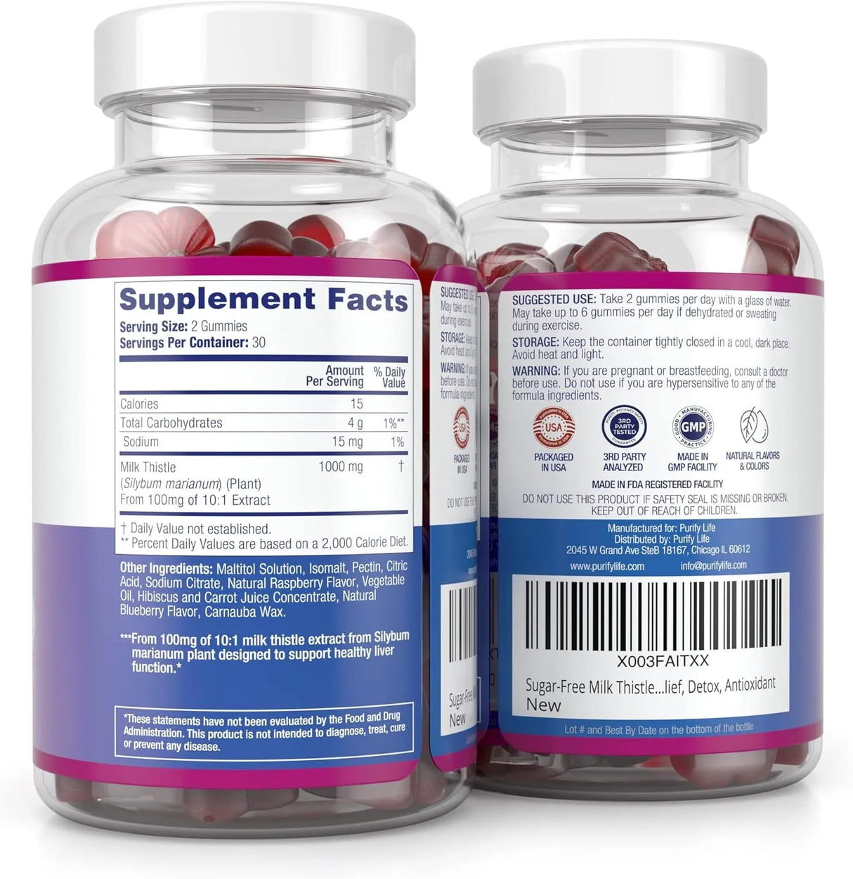 PURIFY LIFE - Purify Life Sugar-Free Milk Thistle Gummies 60 Gomitas - The Red Vitamin MX - Suplementos Alimenticios - {{ shop.shopifyCountryName }}