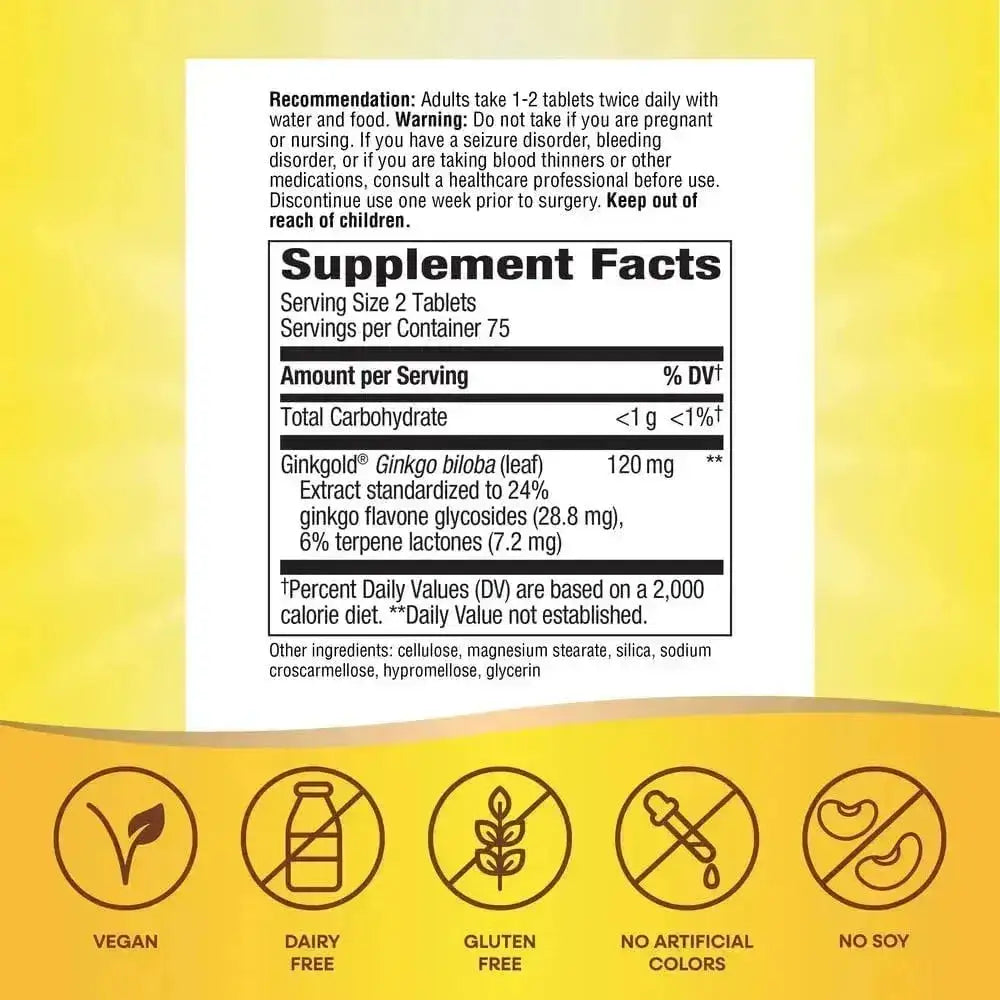 NATURE'S WAY - Nature's Way Ginkgold Advanced Ginkgo Extract 150 Tabletas - The Red Vitamin MX - Suplementos Alimenticios - {{ shop.shopifyCountryName }}