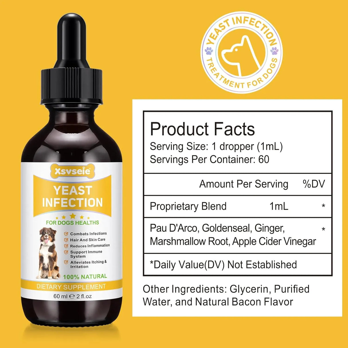 XSVSEIE - Xsvseie Yeast Infection Treatment for Dogs 2 Fl.Oz. - The Red Vitamin MX - Cuidado Del Oído De Perros - {{ shop.shopifyCountryName }}