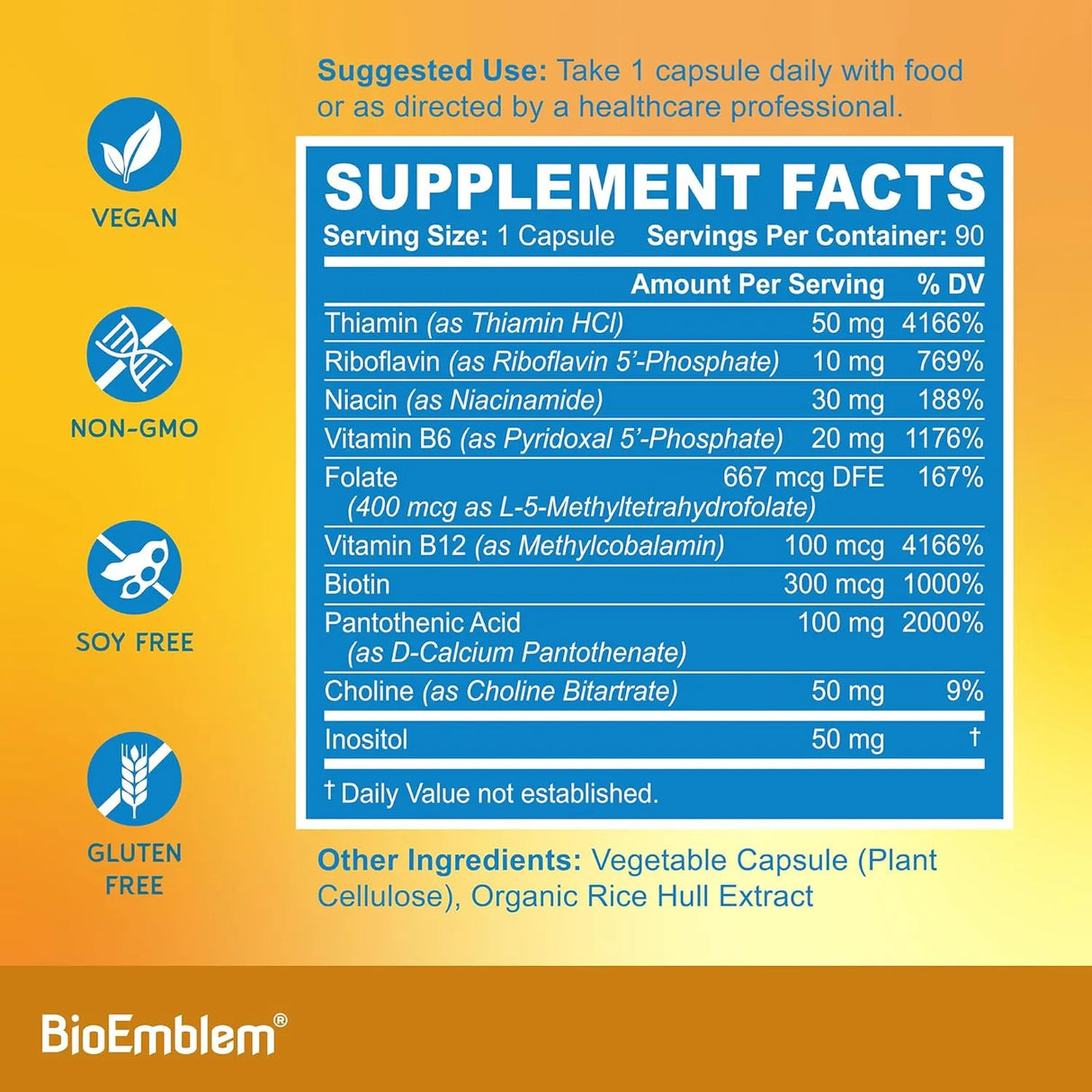 BIOEMBLEM - BioEmblem Vitamin B-Complex 90 Capsulas - The Red Vitamin MX - Suplementos Alimenticios - {{ shop.shopifyCountryName }}