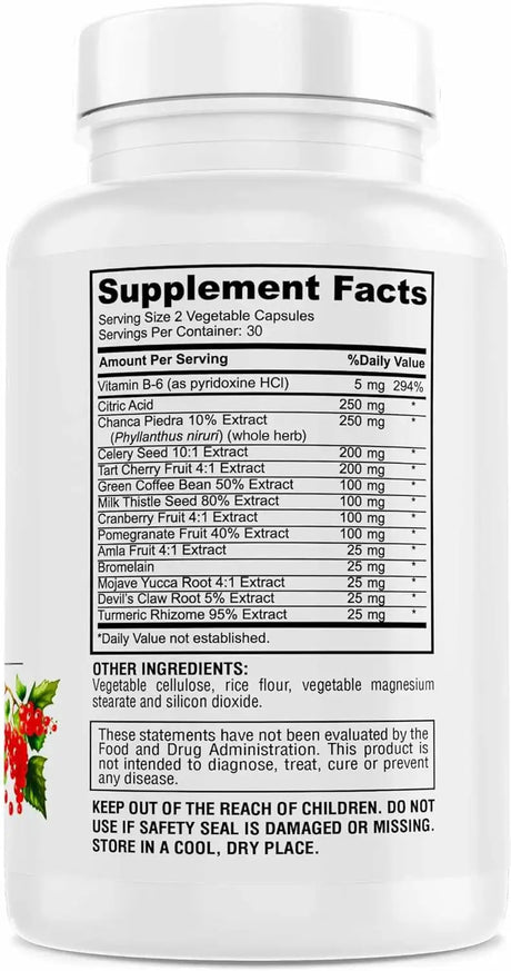 GENIUS HERBALS - Genius Herbals Uric Acid Cleanse Supports Kidney Liver Gallbladder & Urinary Tract Health 60 Capsulas - The Red Vitamin MX - Suplementos Alimenticios - {{ shop.shopifyCountryName }}