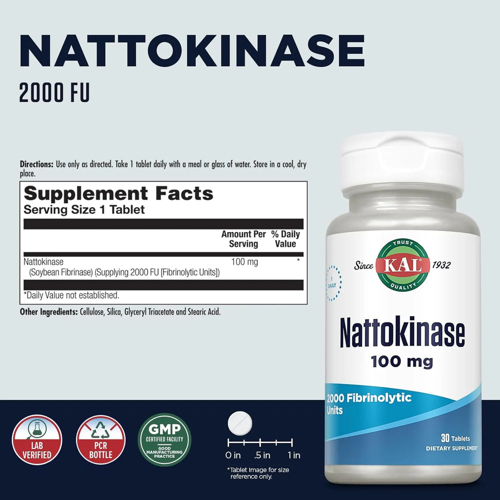 KAL - Kal Nattokinase 100Mg. 30 Tabletas - The Red Vitamin MX - Suplementos Alimenticios - {{ shop.shopifyCountryName }}