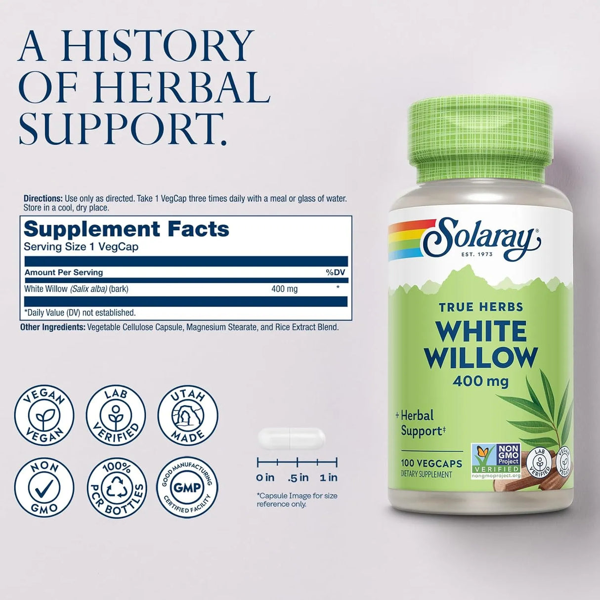 SOLARAY - SOLARAY White Willow 400Mg. 60 Capsulas - The Red Vitamin MX - Suplementos Alimenticios - {{ shop.shopifyCountryName }}