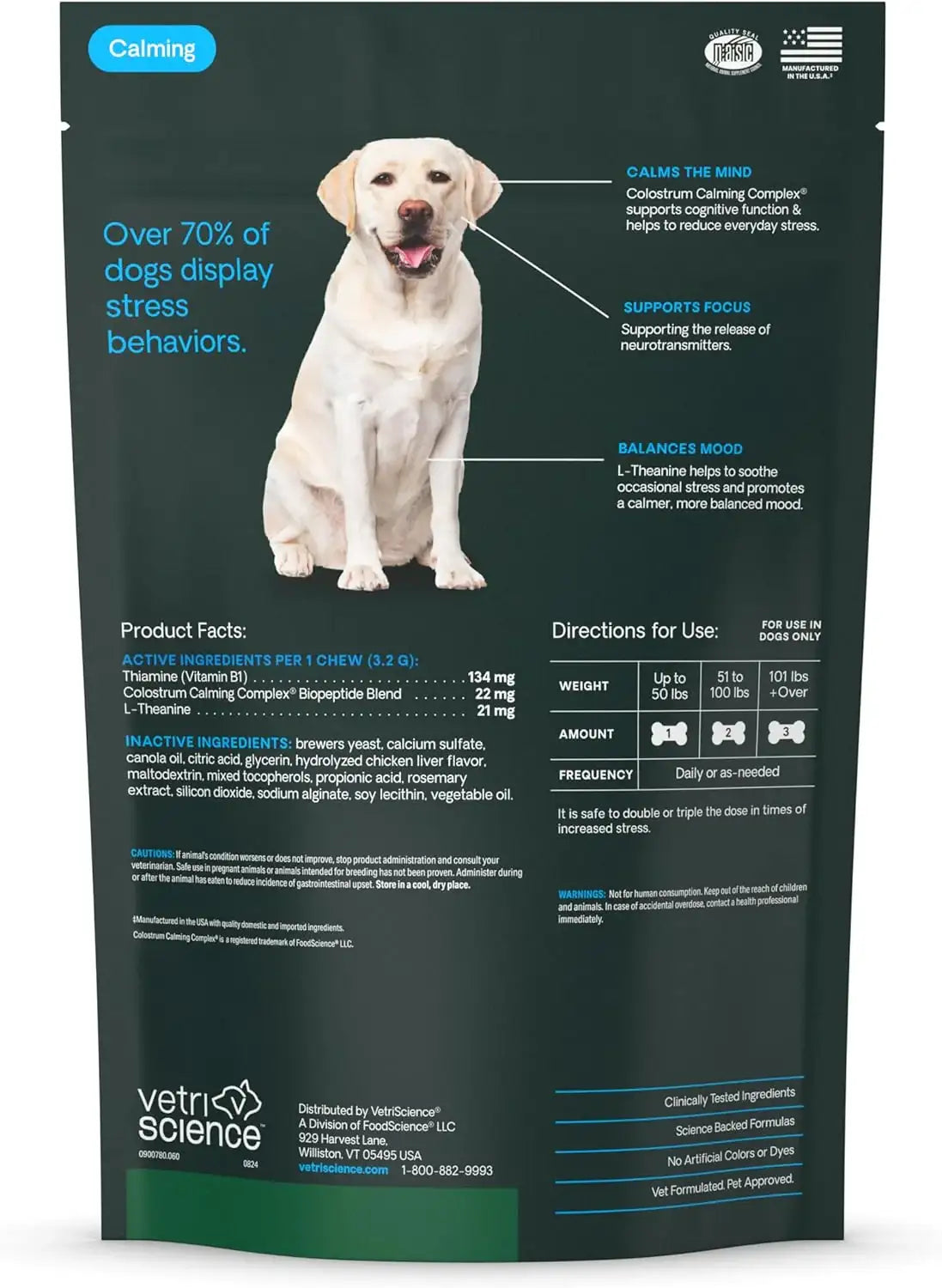 VETRISCIENCE - VetriScience Long Lasting Calm & Confident Calming Chews Chicken 60 Masticables - The Red Vitamin MX - Relajantes Para Perros - {{ shop.shopifyCountryName }}