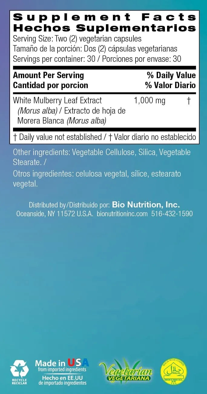 BIO NUTRITION - Bio Nutrition White Mulberry Extract 60 Capsulas - The Red Vitamin MX - Suplementos Alimenticios - {{ shop.shopifyCountryName }}