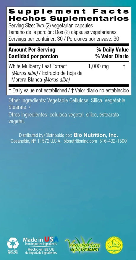 BIO NUTRITION - Bio Nutrition White Mulberry Extract 60 Capsulas - The Red Vitamin MX - Suplementos Alimenticios - {{ shop.shopifyCountryName }}