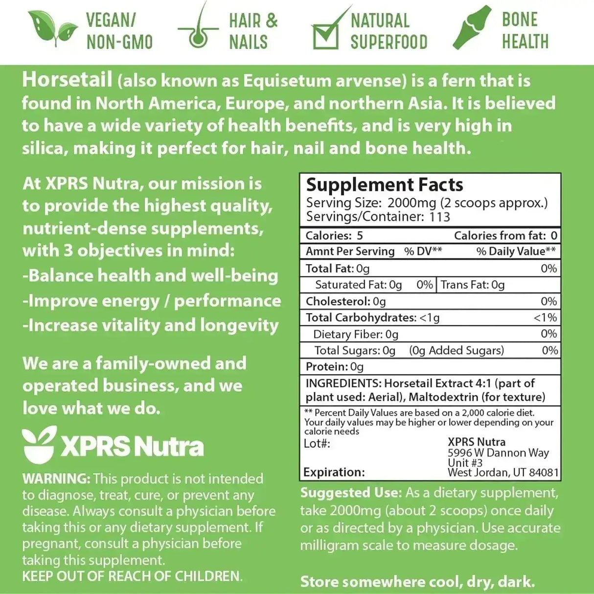 XPRS NUTRA - XPRS Nutra Horsetail Extract Powder 226Gr. - The Red Vitamin MX - Suplementos Alimenticios - {{ shop.shopifyCountryName }}