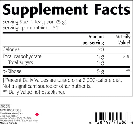 NEW ROOTS HERBAL - NEW ROOTS HERBAL D-Ribose Powder 250Gr. - The Red Vitamin MX - Suplementos Alimenticios - {{ shop.shopifyCountryName }}