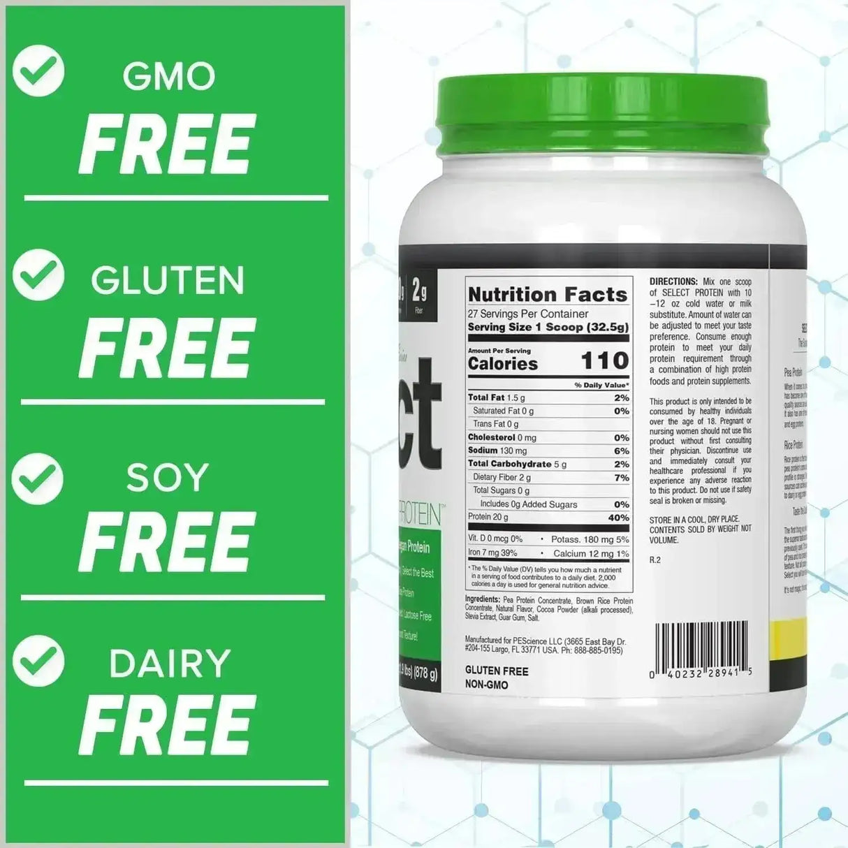 PESCIENCE - PEScience Select Vegan Plant Based Protein Powder Mint Chocolate 27 Servicios 878Gr. - The Red Vitamin MX - Suplementos Alimenticios - {{ shop.shopifyCountryName }}