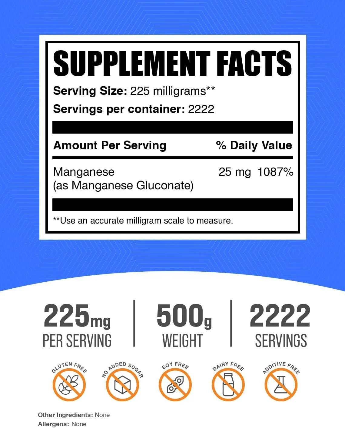 BULK SUPPLEMENTS - Bulk Supplements Manganese Gluconate Powder 500Gr. - The Red Vitamin MX - Suplementos Alimenticios - {{ shop.shopifyCountryName }}