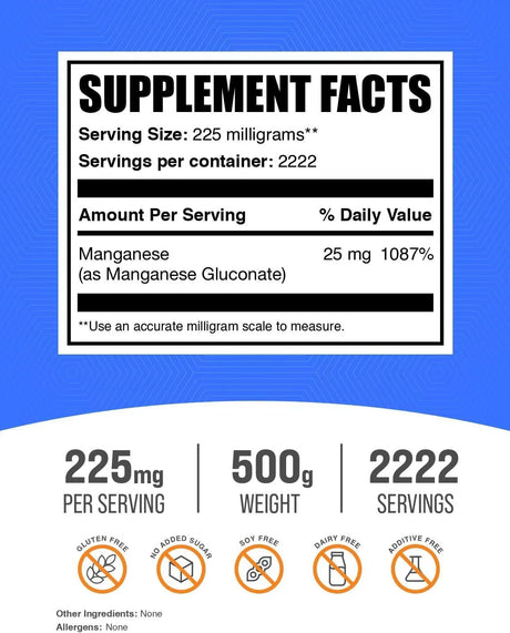 BULK SUPPLEMENTS - Bulk Supplements Manganese Gluconate Powder 500Gr. - The Red Vitamin MX - Suplementos Alimenticios - {{ shop.shopifyCountryName }}