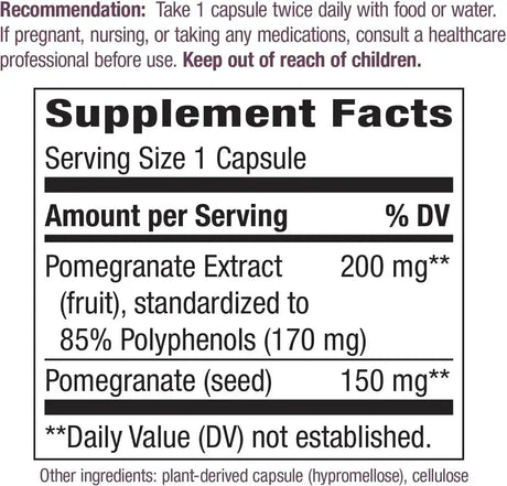 NATURE'S WAY - Nature's Way Premium Extract Standardized Pomegranate 350Mg. 60 Capsulas - The Red Vitamin MX - Suplementos Alimenticios - {{ shop.shopifyCountryName }}