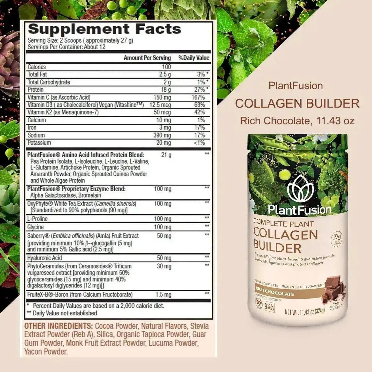 PLANTFUSION - PlantFusion Vegan Collagen Powder Chocolate 324Gr. - The Red Vitamin MX - Suplementos Alimenticios - {{ shop.shopifyCountryName }}