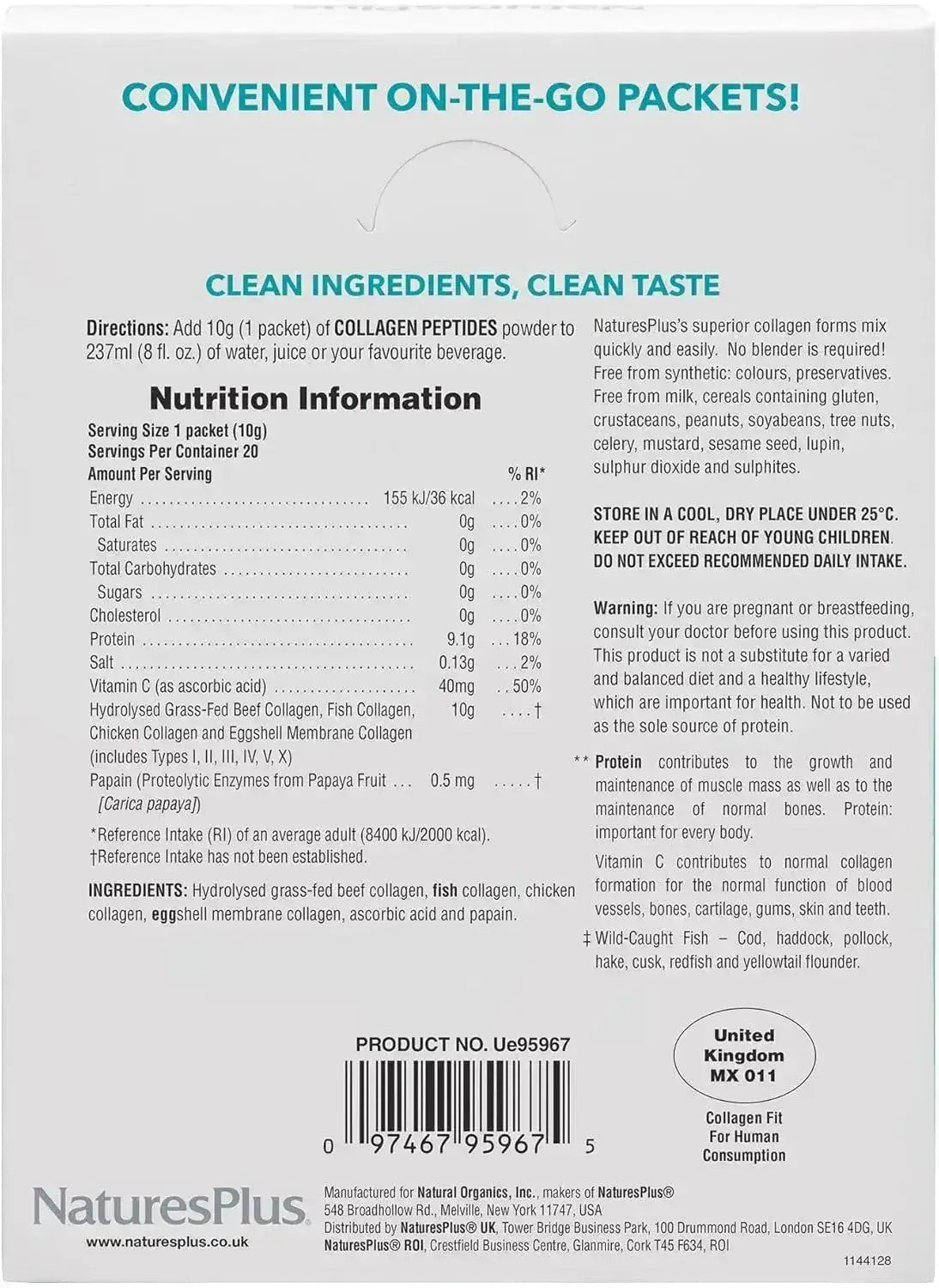 NATURES PLUS - Natures Plus Collagen Peptides 20 Paquetes - The Red Vitamin MX - Suplementos Alimenticios - {{ shop.shopifyCountryName }}