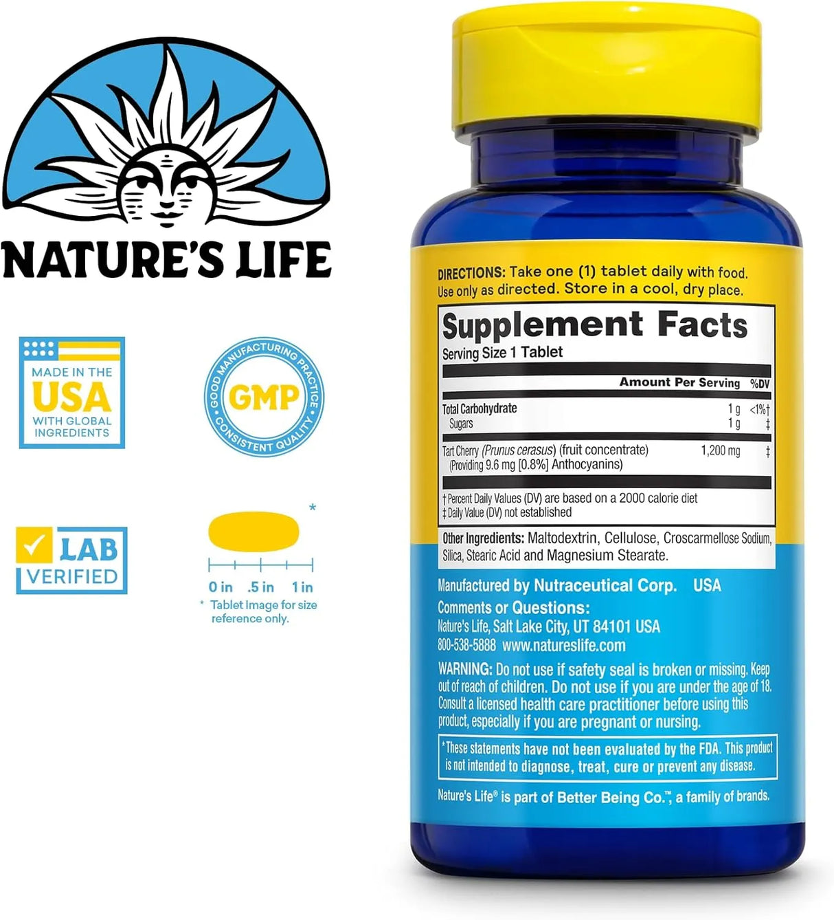 NATURE'S LIFE - NATURE'S LIFE Tart Cherry 1200Mg. 30 Tabletas - The Red Vitamin MX - Suplementos Alimenticios - {{ shop.shopifyCountryName }}