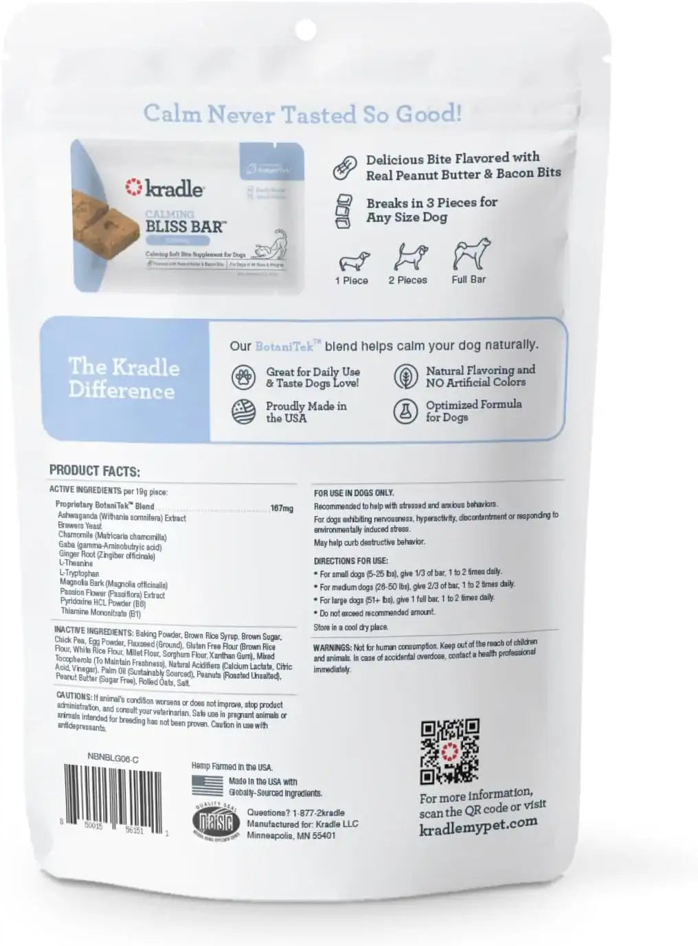 KRADLE - Kradle Bliss Bars for Dogs Peanut Butter Flavored Calming 6 Barritas - The Red Vitamin MX - Relajantes Para Perros - {{ shop.shopifyCountryName }}