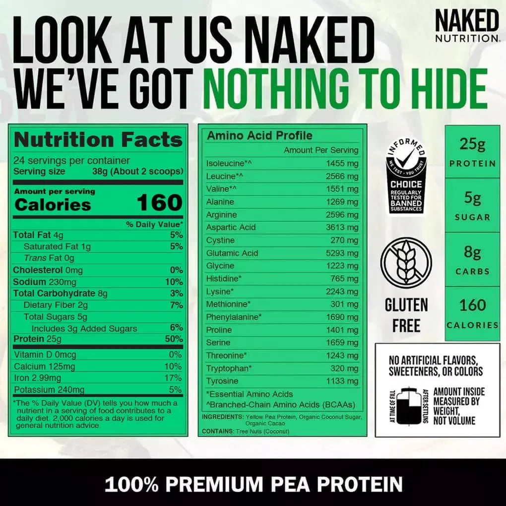 NAKED NUTRITION - Naked Pea Pea Protein Isolate 30 Servicios Chocolate 907Gr. - The Red Vitamin MX - Suplementos Alimenticios - {{ shop.shopifyCountryName }}