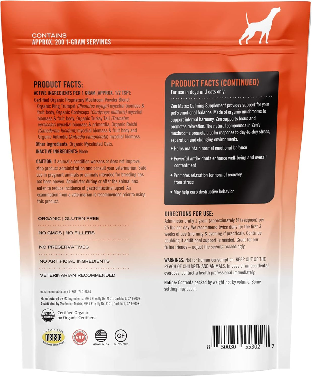 OM - Om Mushroom Matrix Zen Matrix Mushroom Blend Pet 200Gr. - The Red Vitamin MX - Suplementos Herbales Para Perros - {{ shop.shopifyCountryName }}