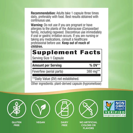 NATURE'S WAY - Nature's Way Feverfew Herb 380Mg. 180 Capsulas - The Red Vitamin MX - Suplementos Alimenticios - {{ shop.shopifyCountryName }}
