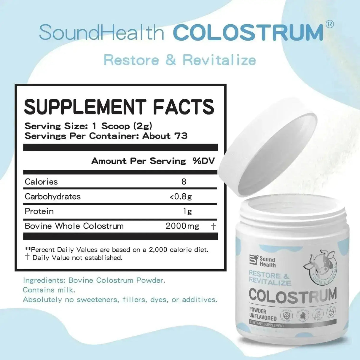 SOUND HEALTH - Sound Health Colostrum Supplement Powder Unflavored 73 Servicios 146Gr. - The Red Vitamin MX - Suplementos Alimenticios - {{ shop.shopifyCountryName }}
