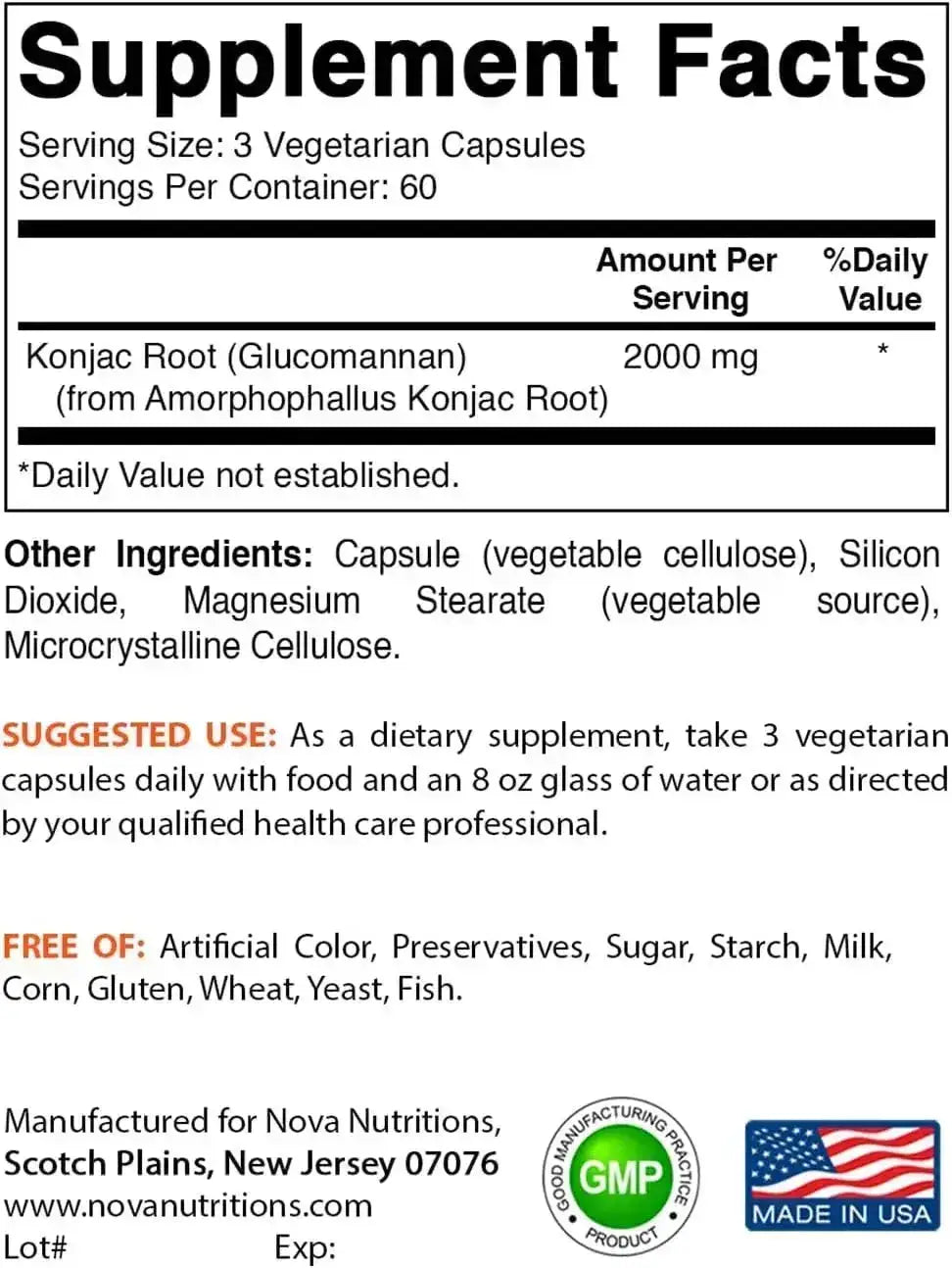 NOVA NUTRITIONS - Nova Nutritions Konjac Root Glucomannan 2000Mg. 180 Capsulas 2 Pack - The Red Vitamin MX - Suplementos Alimenticios - {{ shop.shopifyCountryName }}