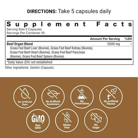 FORCE FACTOR - Force Factor Primal Origins Beef Organs 150 Capsulas - The Red Vitamin MX - Suplementos Alimenticios - {{ shop.shopifyCountryName }}