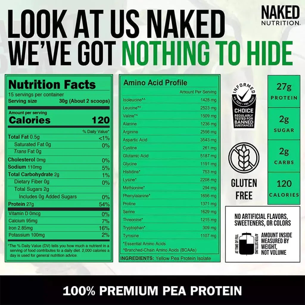 NAKED NUTRITION - Naked Pea Pea Protein Isolate 15 Servicios Unflavored 454Gr. - The Red Vitamin MX - Suplementos Alimenticios - {{ shop.shopifyCountryName }}